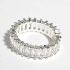 Cubic Zirconia silver tone Ring size 7